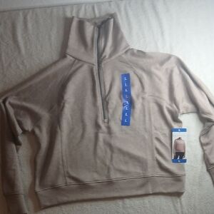 Danskin Women's Large Luxe Half Zip Pullover Sweater Chai Heather Color